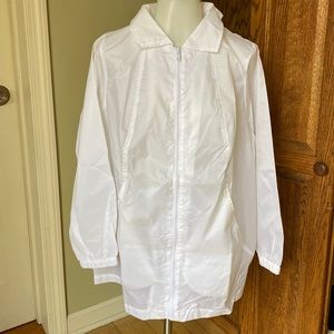 Woman Within White Nylon Rain Resistant Zip Up Jacket - Size M